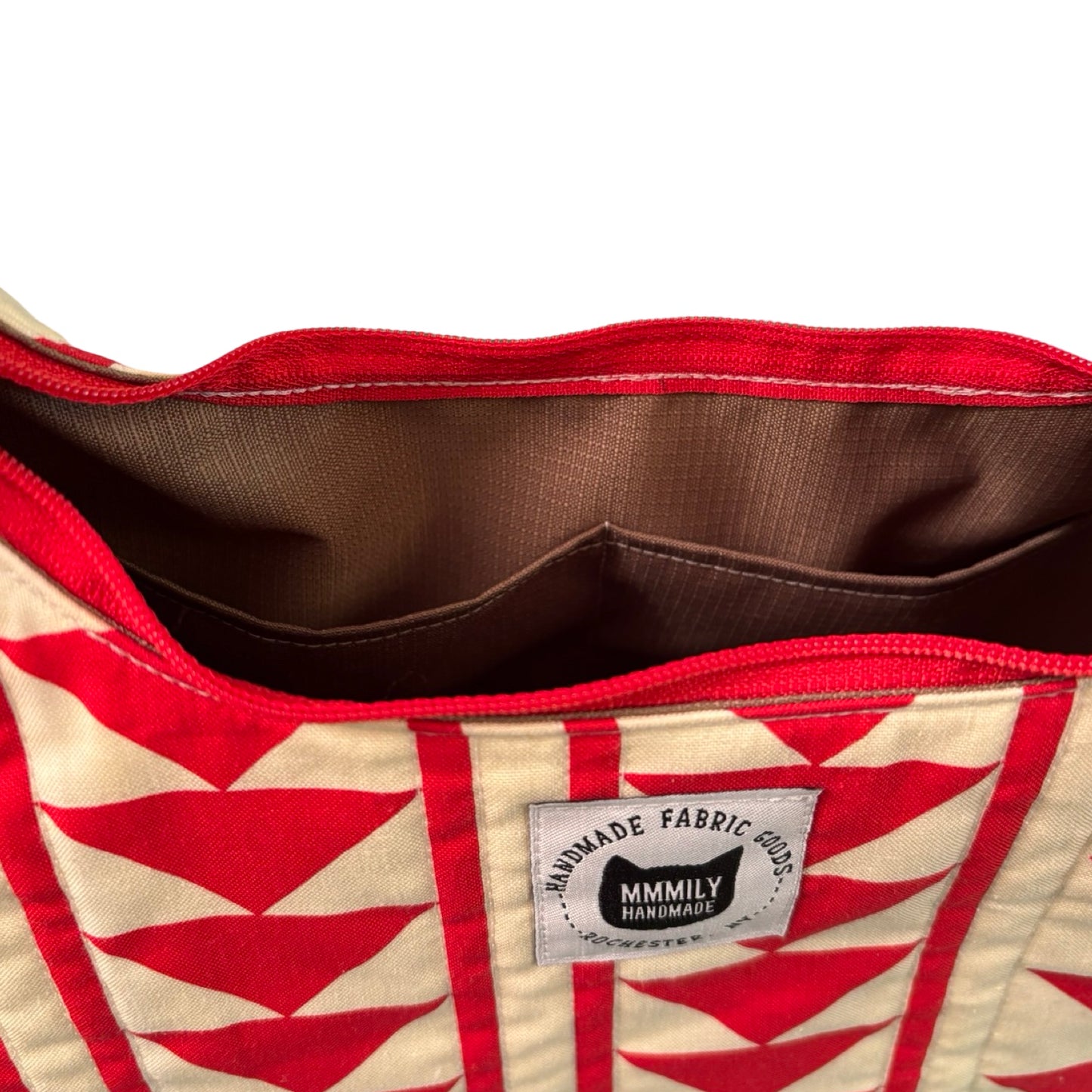 Red Geometric Crescent Bag