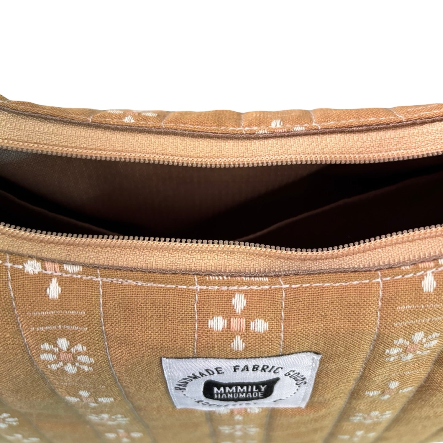 Tan Floral Crescent Bag