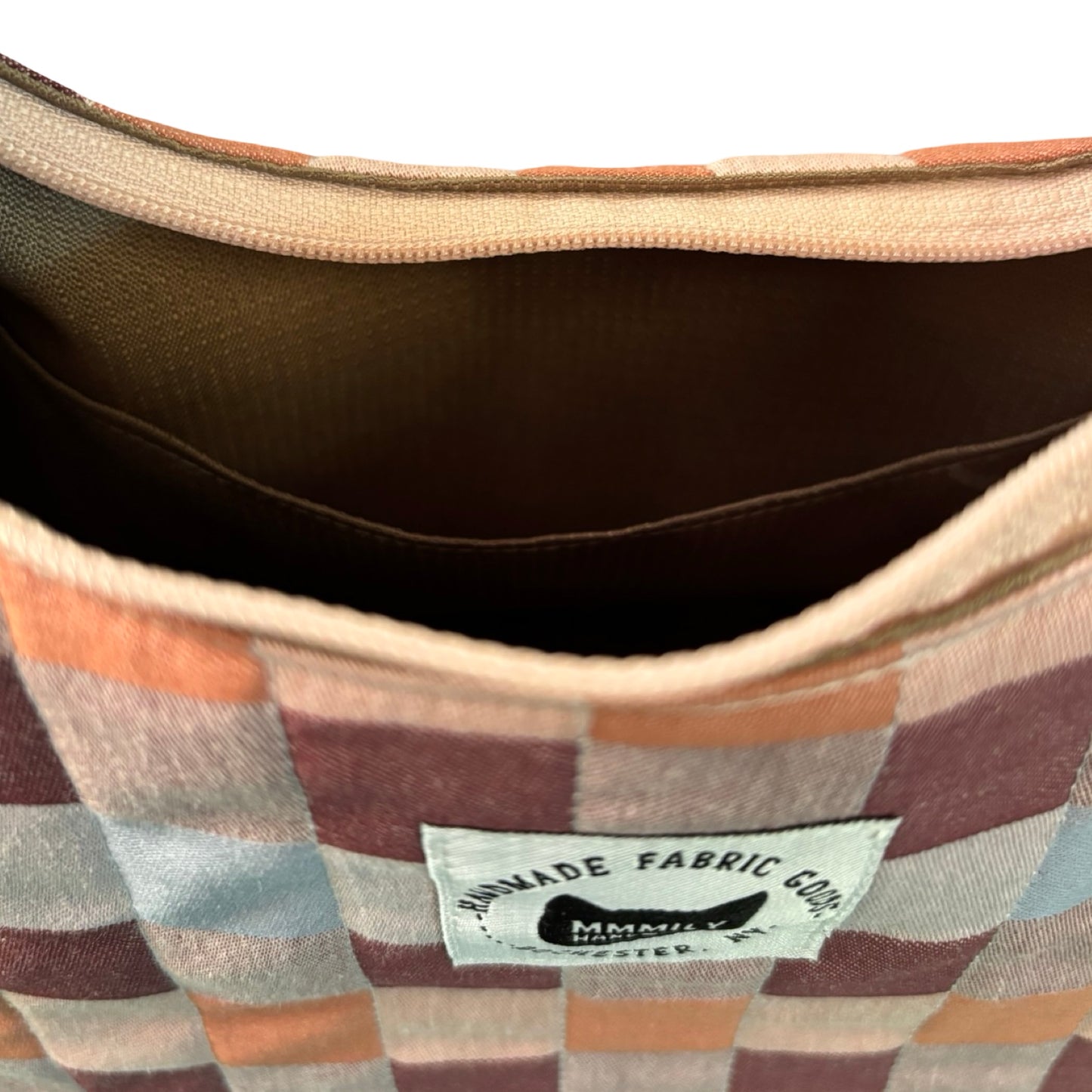 Earthy Checkered Crescent Bag