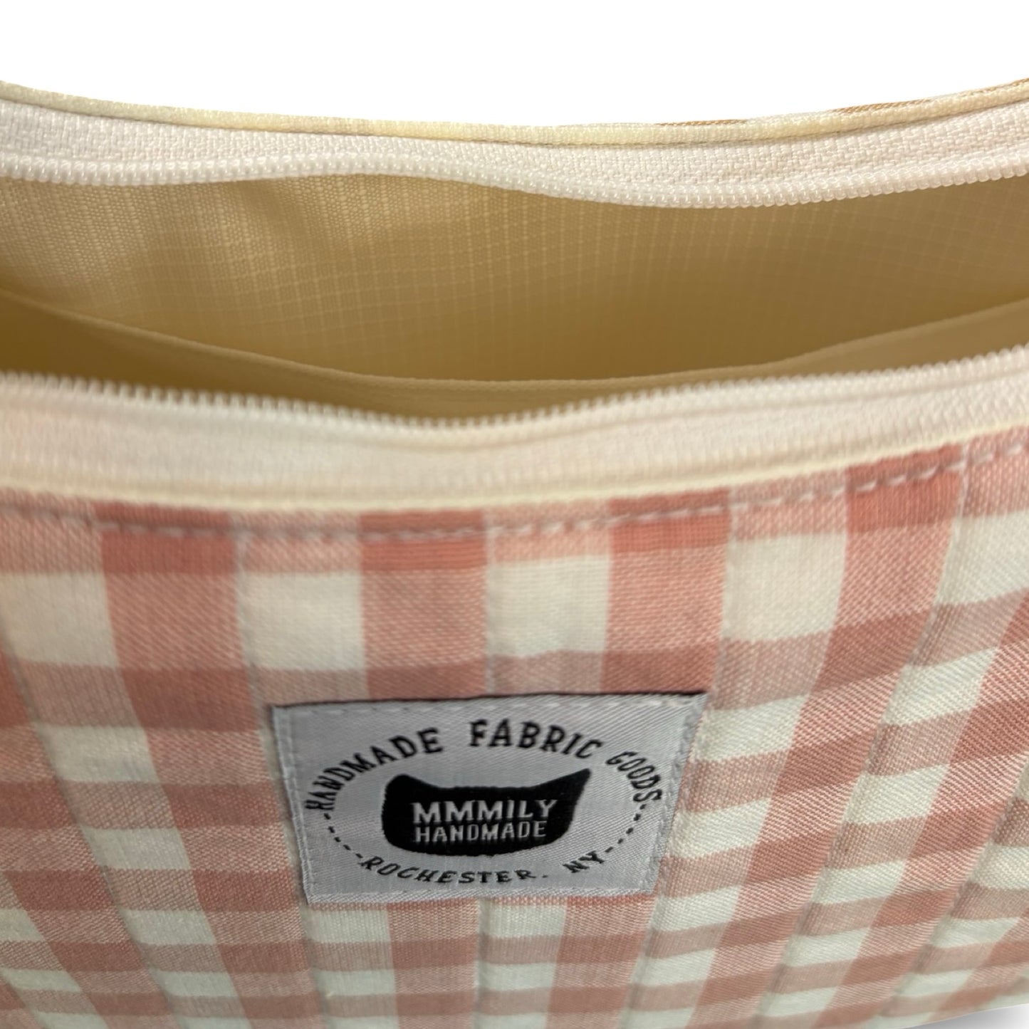 Color-block Gingham Crescent Bag