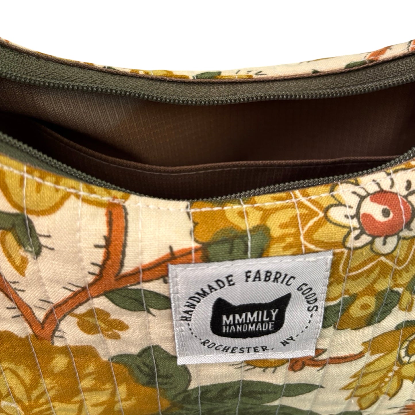 Vintage Floral Pheasant Crescent Bag