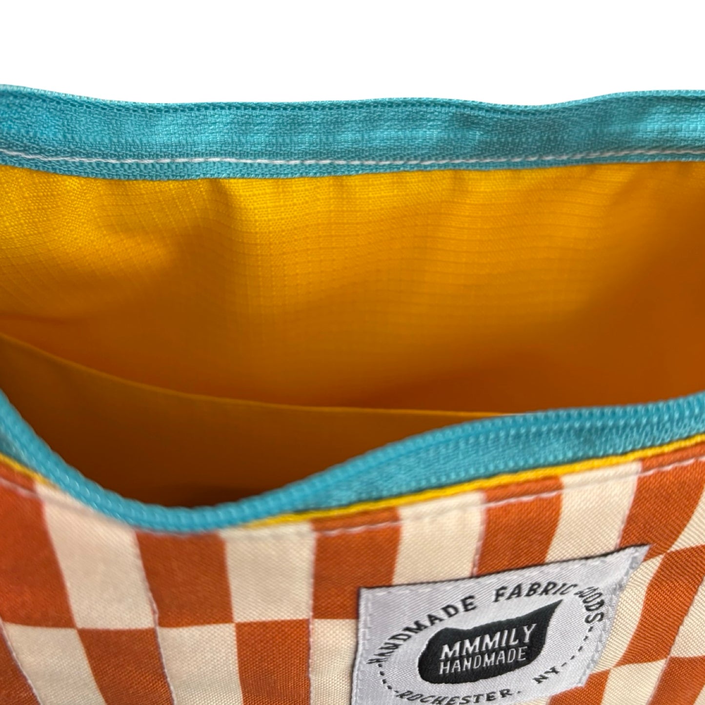 Color-Block Checkered Crescent Bag