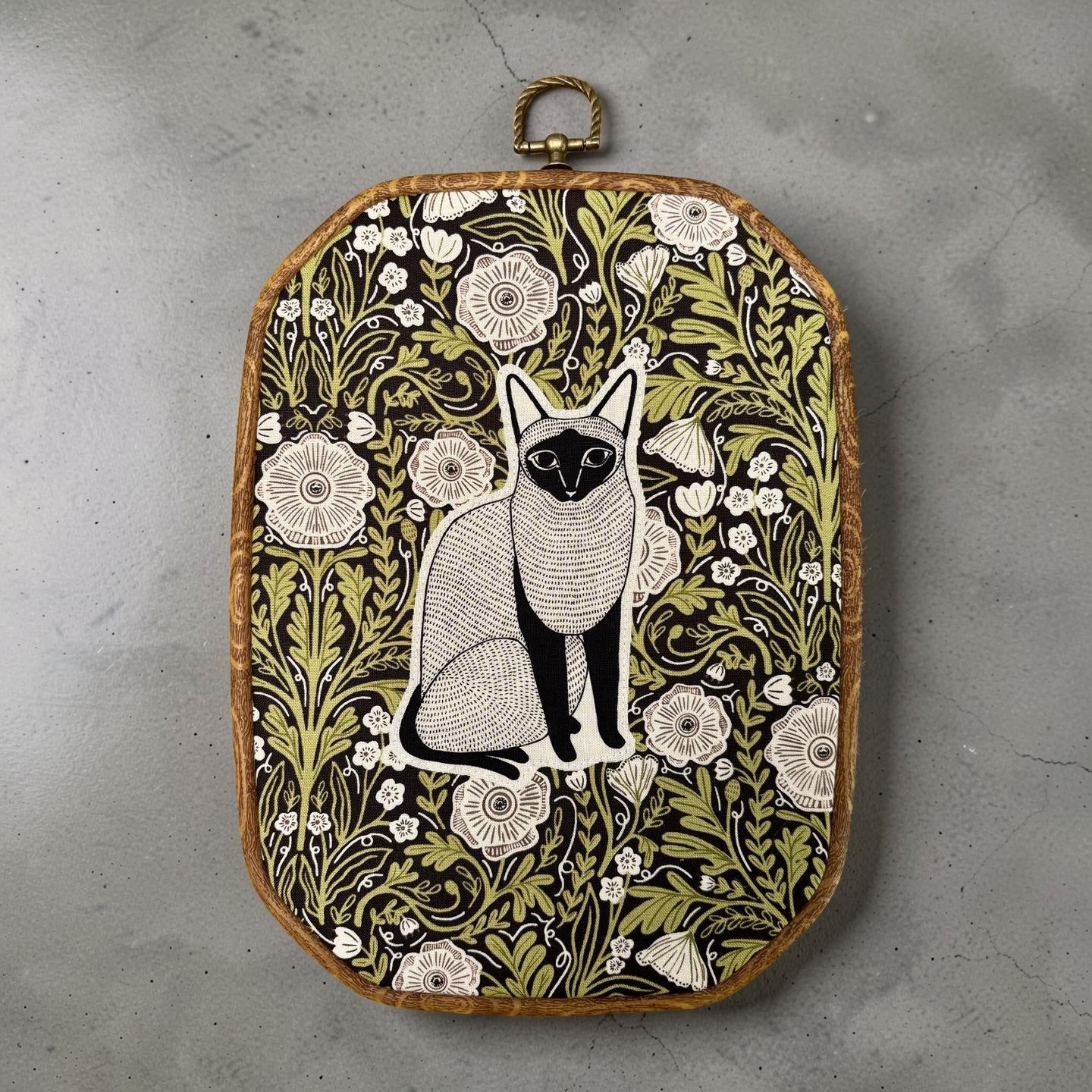 "Floral Cat" Hoop Wall Hanging