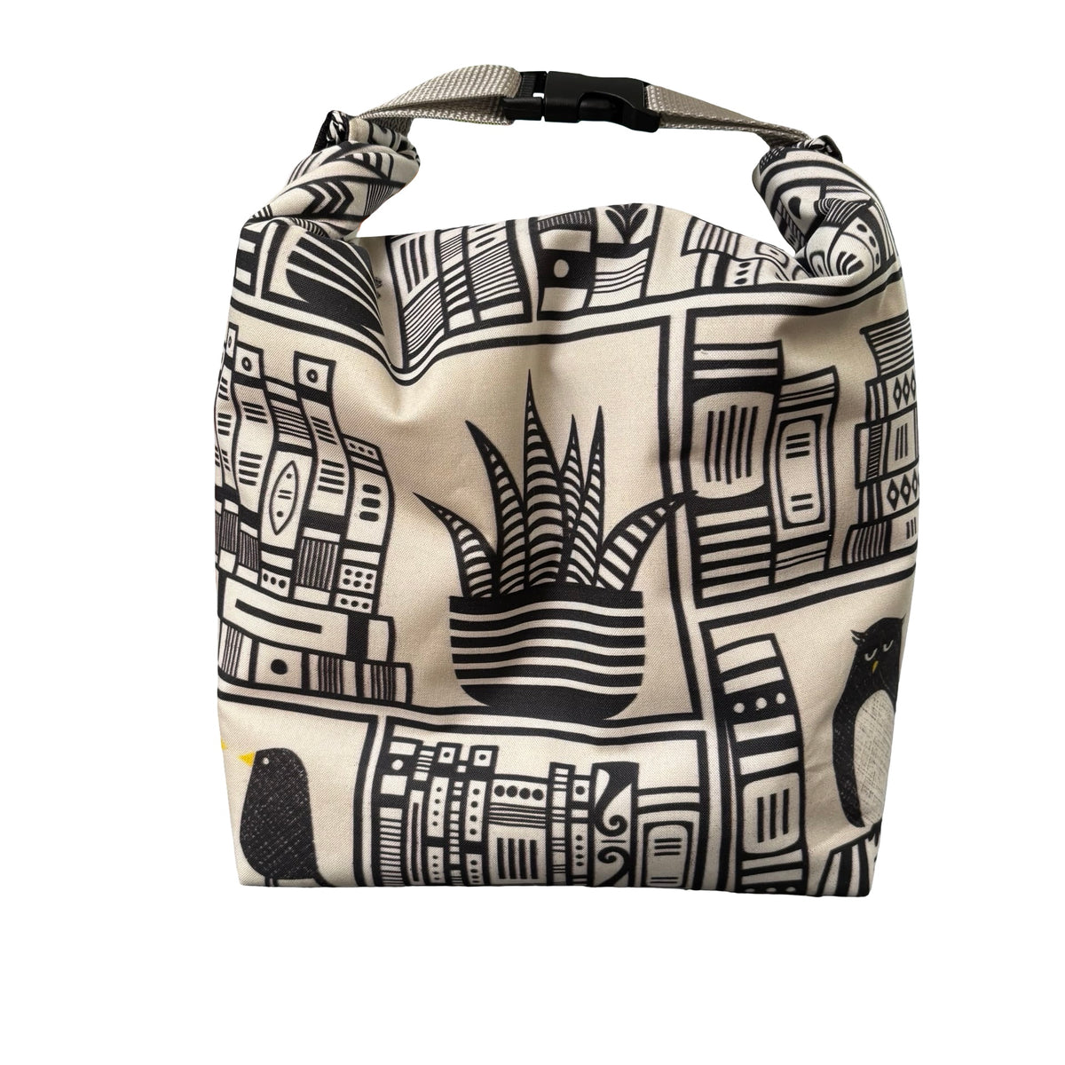 B&W Bookshelf Lunch Bag