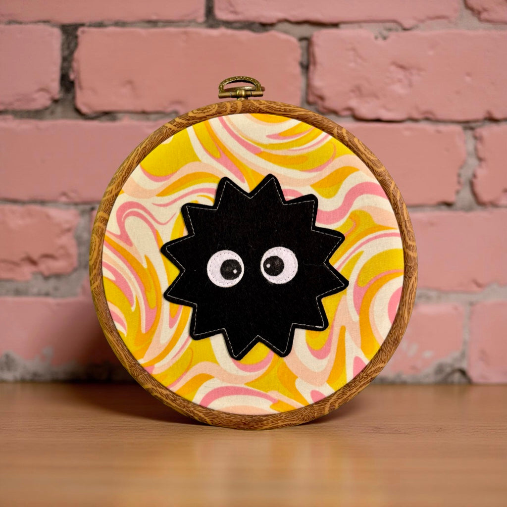 "Psychedelic Soot Sprite"  Hoop Wall Hanging