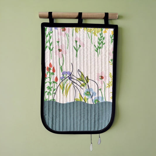 "Beneath the Surface, She Blossoms" Quilted Wall Hanging