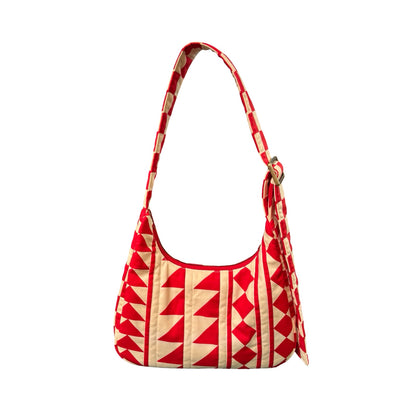 Red Geometric Crescent Bag