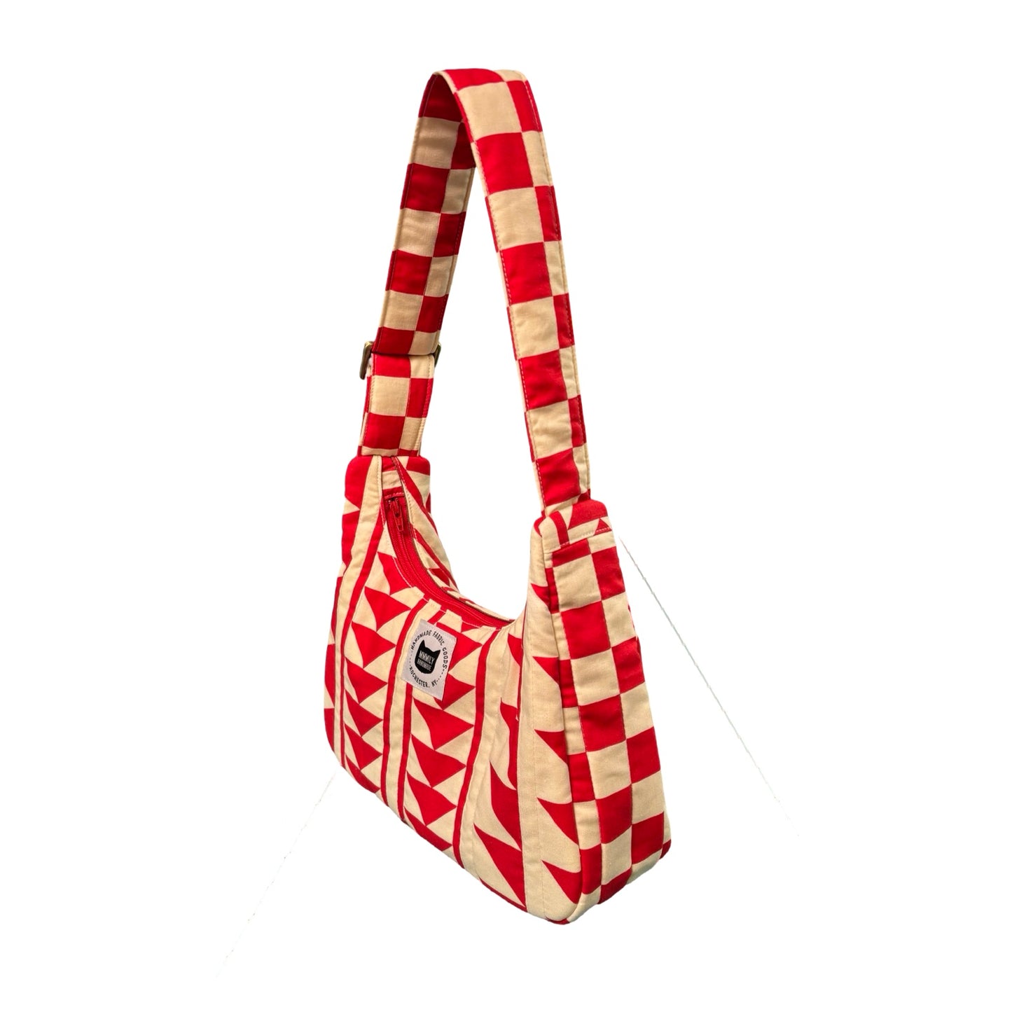 Red Geometric Crescent Bag