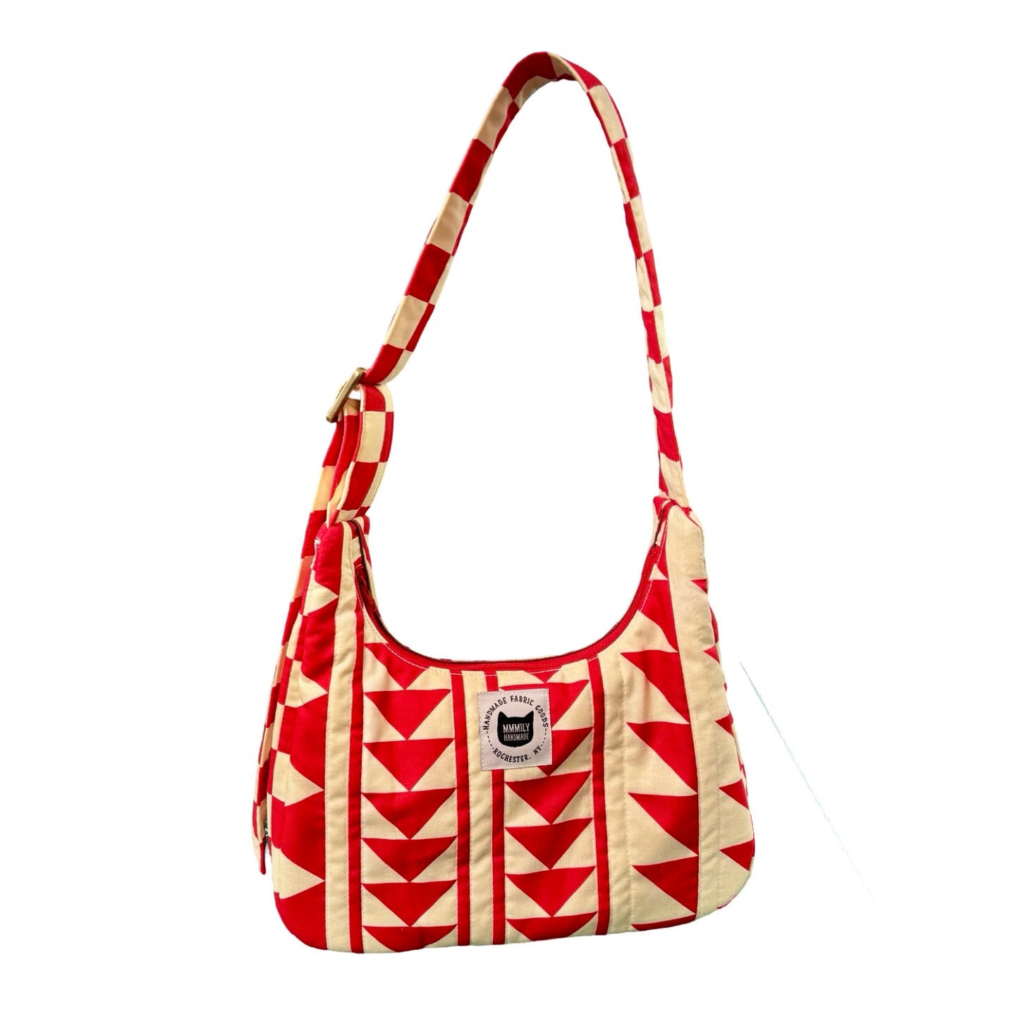 Red Geometric Crescent Bag