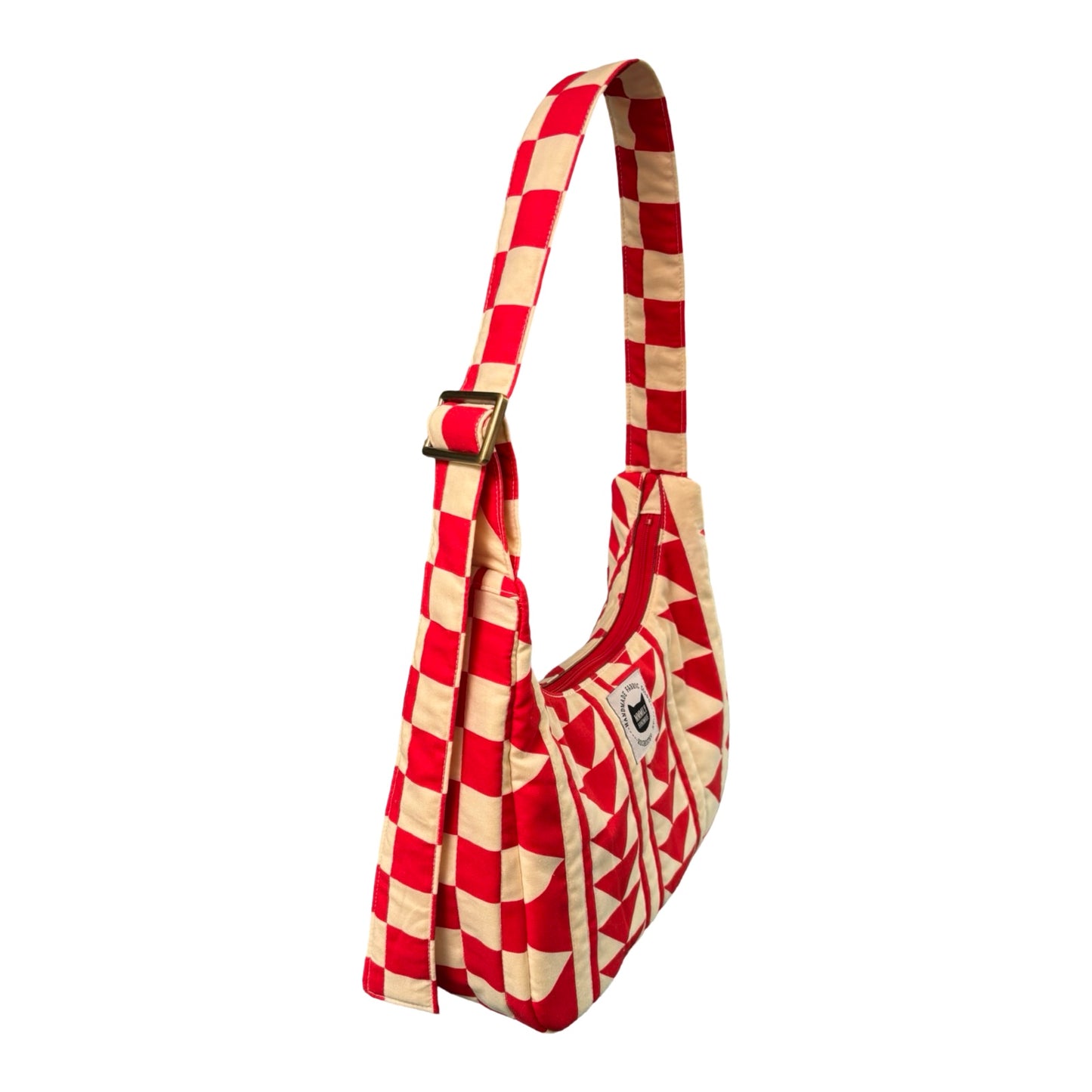 Red Geometric Crescent Bag