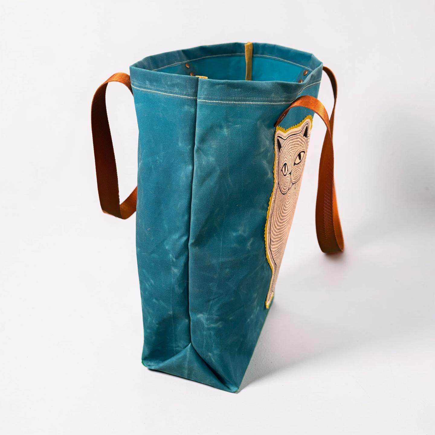 Fat Cat Waxed Canvas Tote Bag