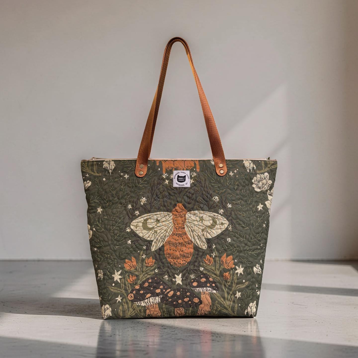 Enchanted Woodland Bees Quilted Tote