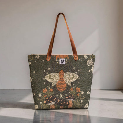 Enchanted Woodland Bees Quilted Tote