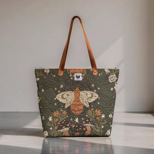 Enchanted Woodland Bees Quilted Tote