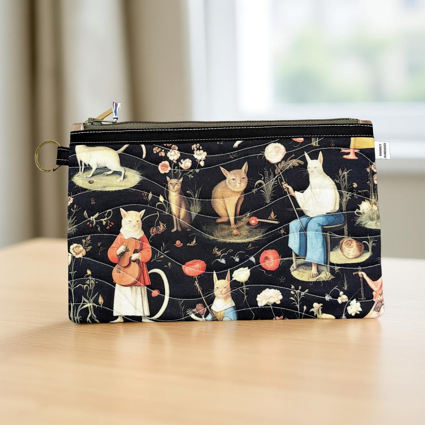 Medieval Cats Quilted Clutch