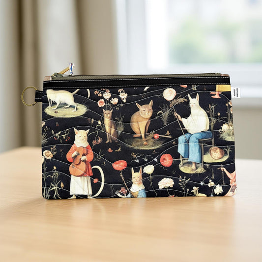 Medieval Cats Quilted Clutch