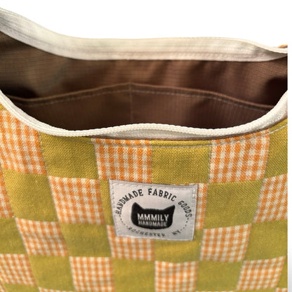 Green Checkered Crescent Bag
