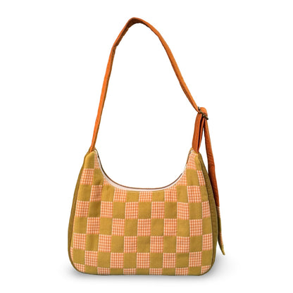 Green Checkered Crescent Bag