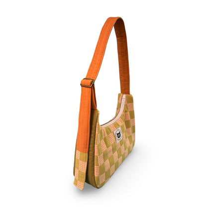 Green Checkered Crescent Bag