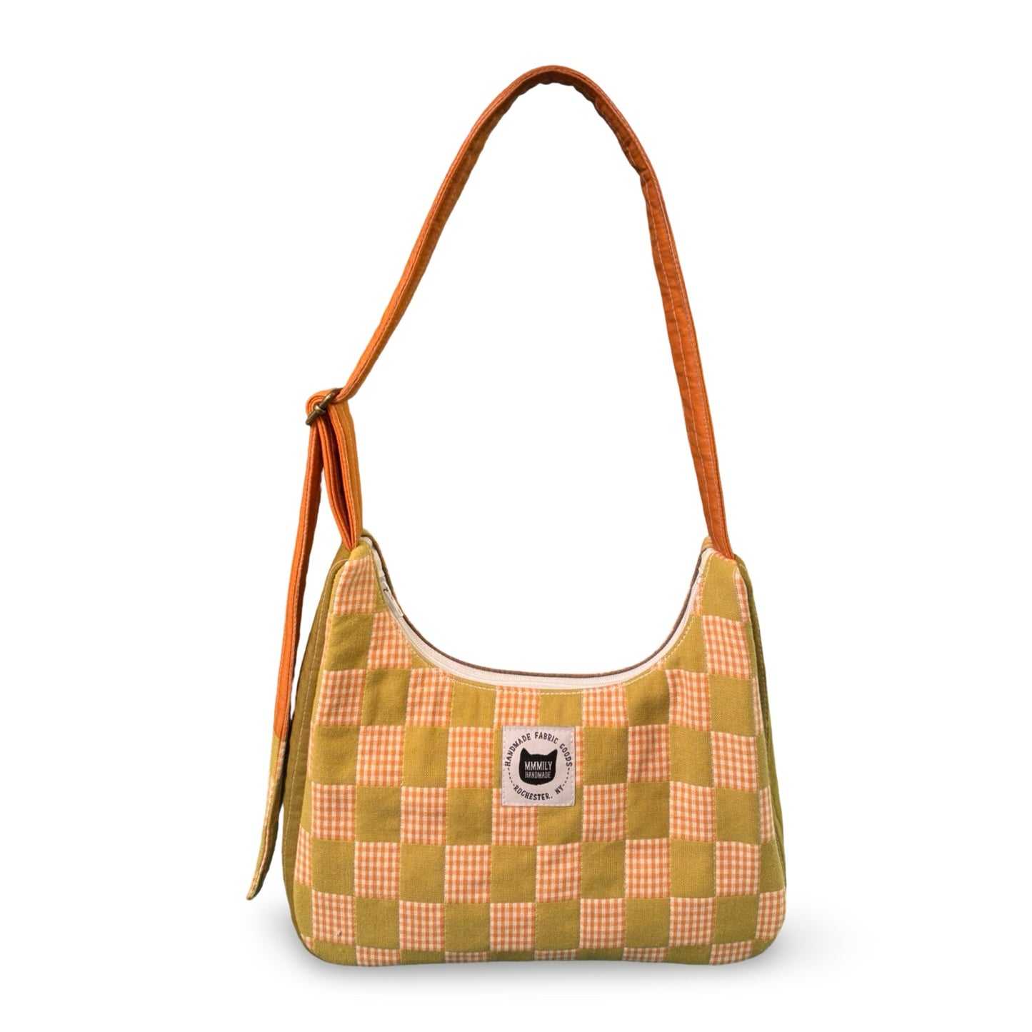 Green Checkered Crescent Bag