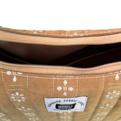 Tan Floral Crescent Bag