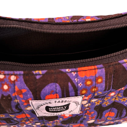 Floral Cats Crescent Bag