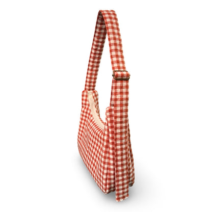 Strawberry Gingham Crescent Bag