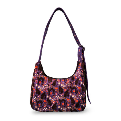 Floral Cats Crescent Bag