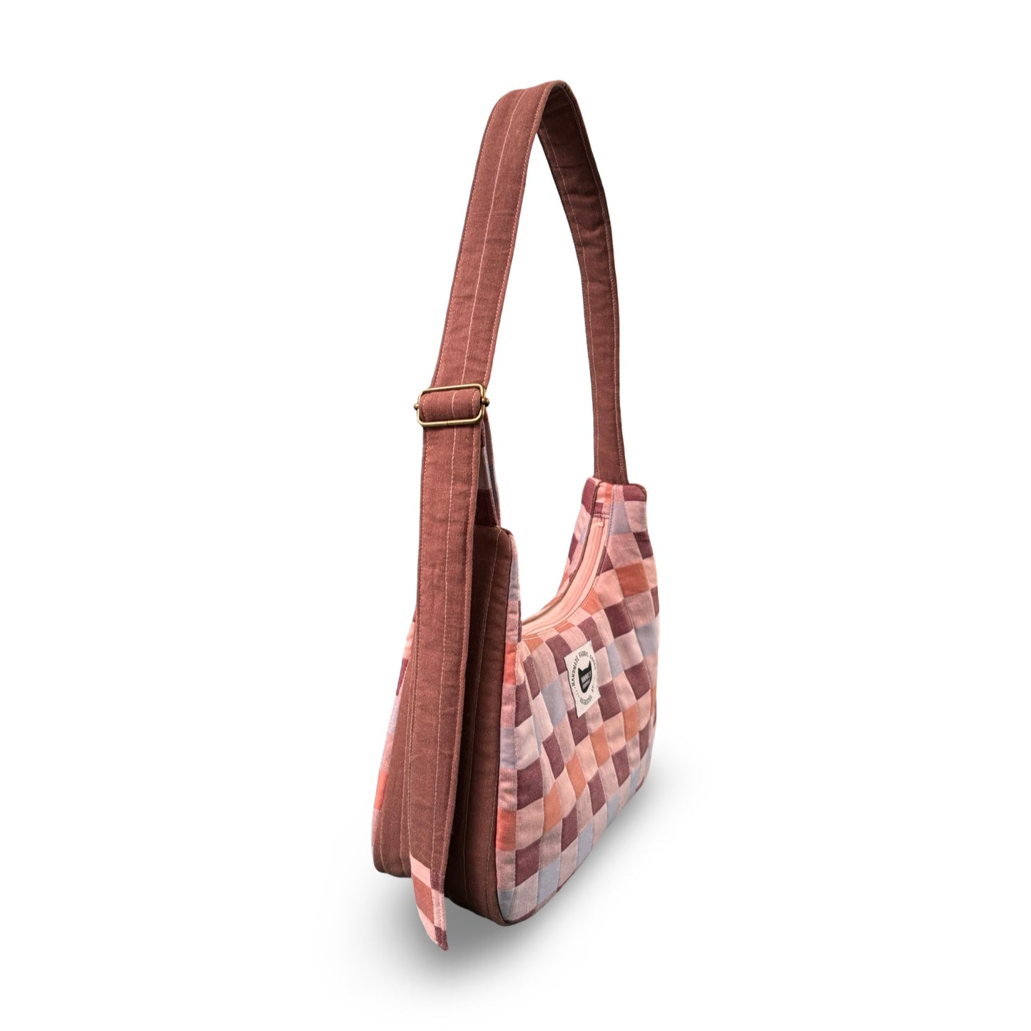 Earthy Checkered Crescent Bag