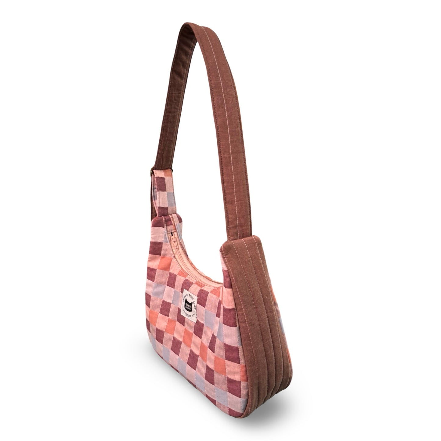 Earthy Checkered Crescent Bag