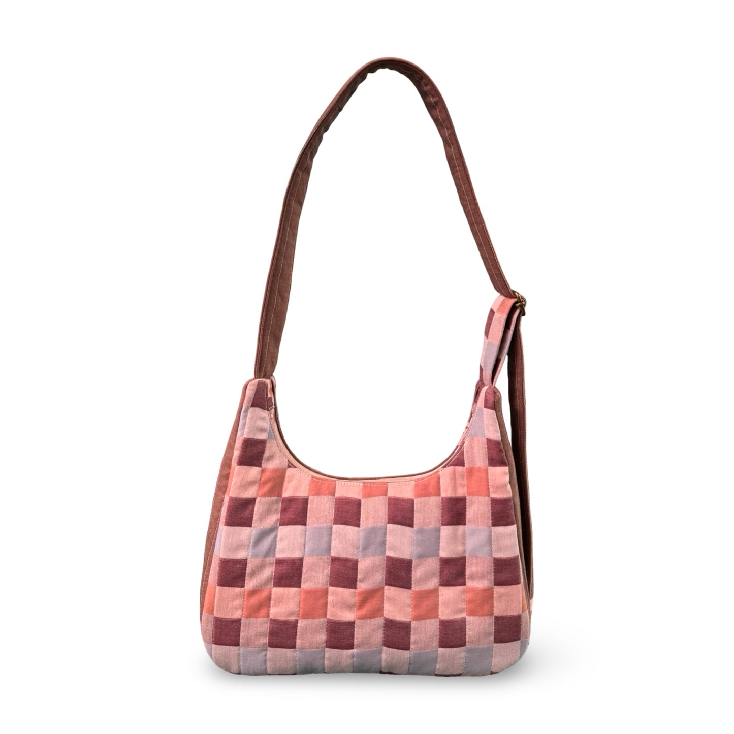 Earthy Checkered Crescent Bag