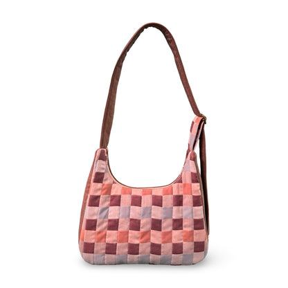 Earthy Checkered Crescent Bag