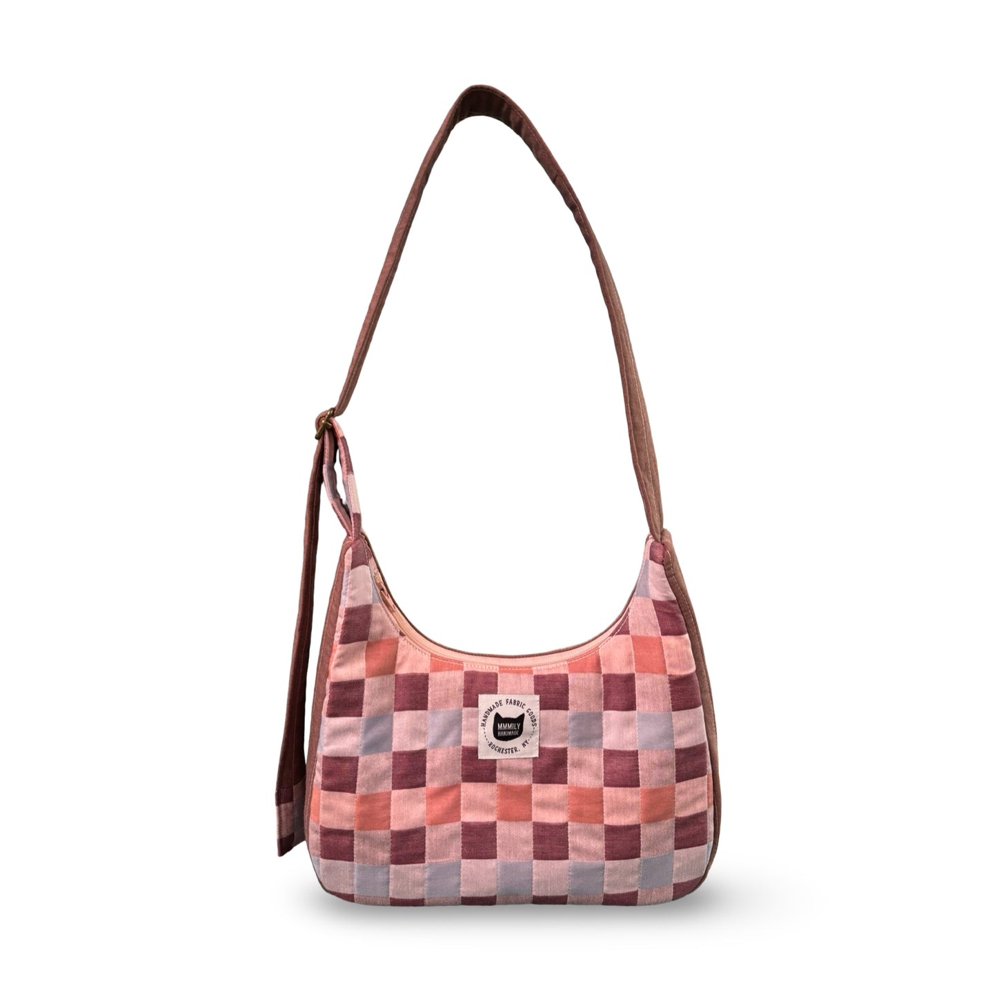 Earthy Checkered Crescent Bag