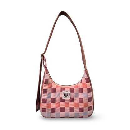 Earthy Checkered Crescent Bag