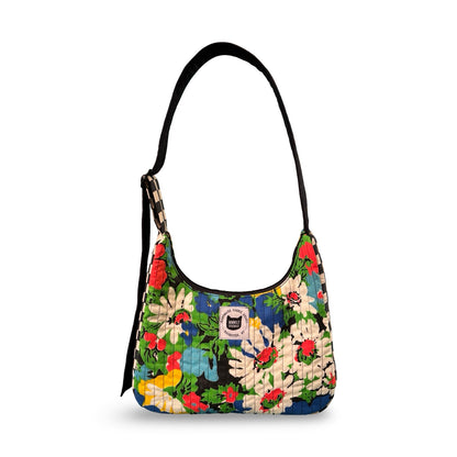 Vintage Floral/Checkered Crescent Bag