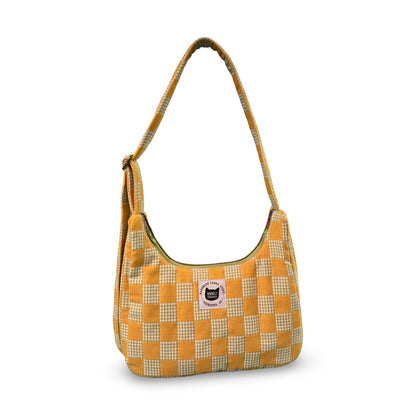 Yellow Checkered Crescent Bag