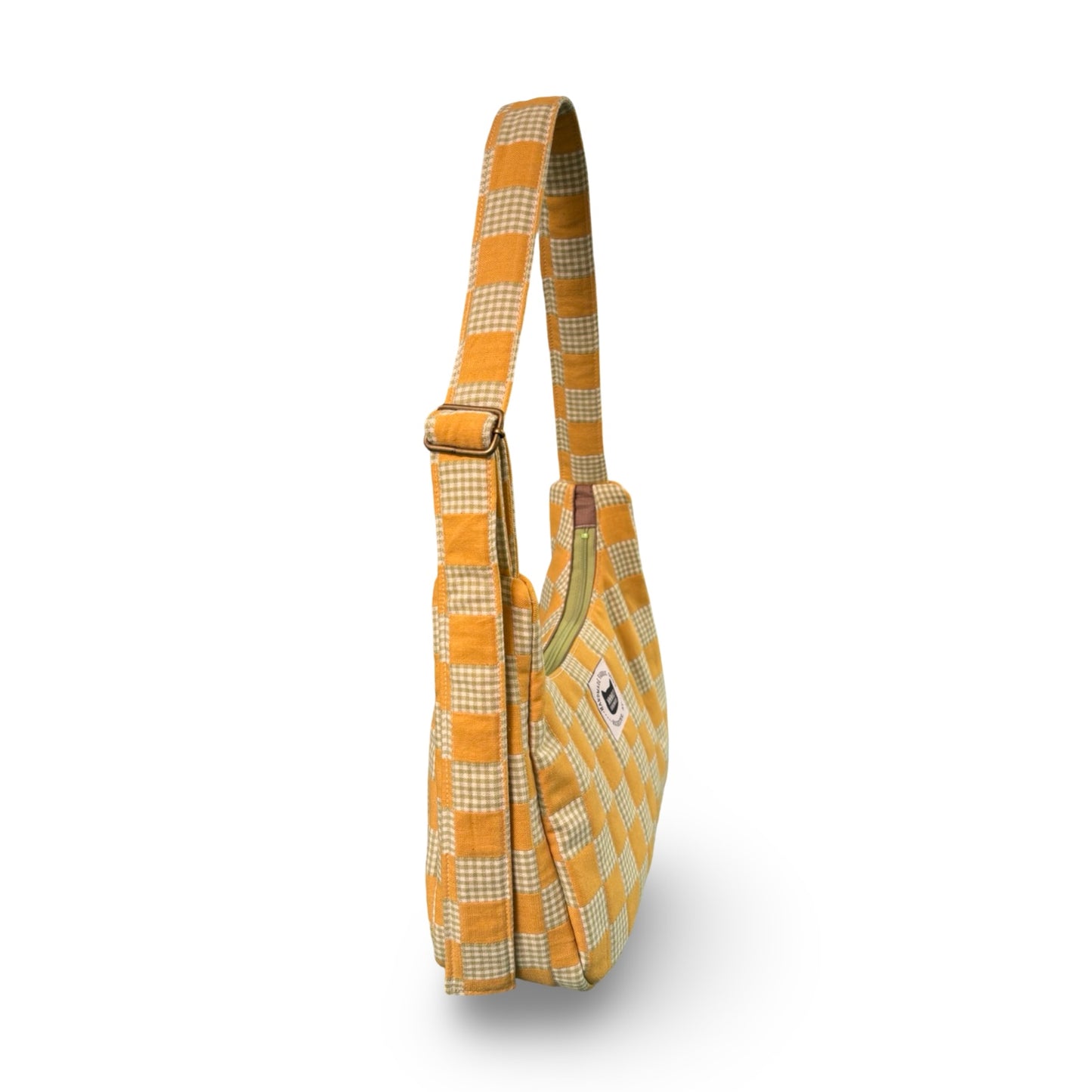 Yellow Checkered Crescent Bag