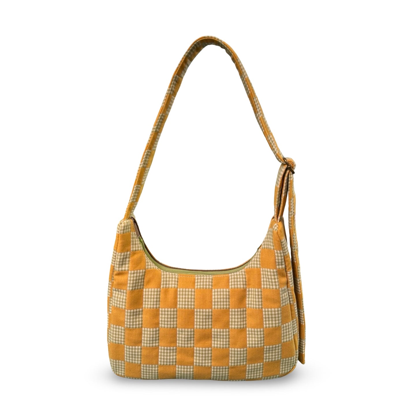Yellow Checkered Crescent Bag