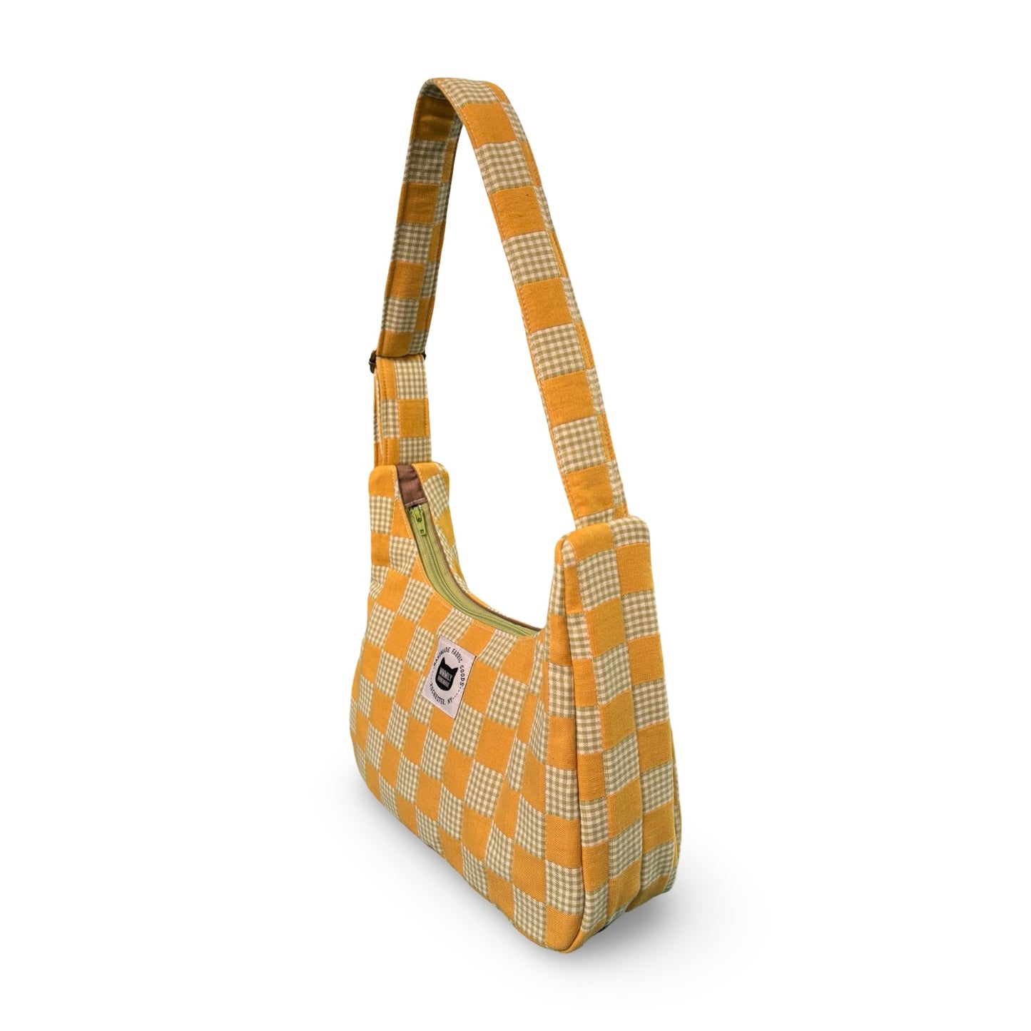 Yellow Checkered Crescent Bag