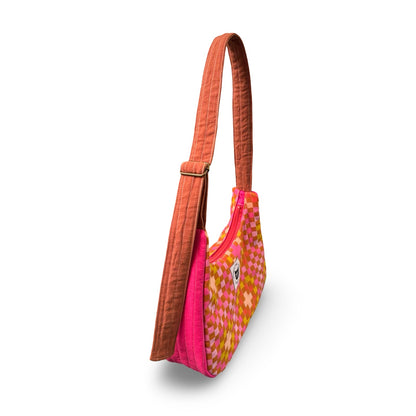 Pink Checkered Crescent Bag