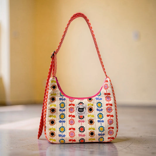 Rainbow Daisies Crescent Bag