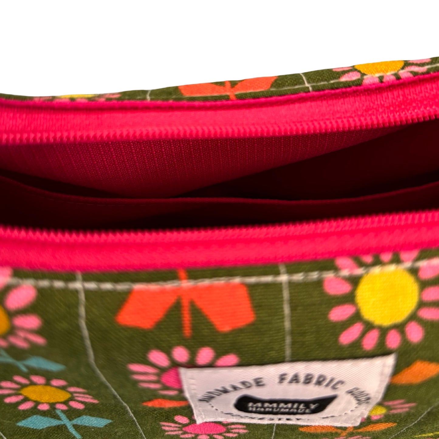 Green Floral Crescent Bag