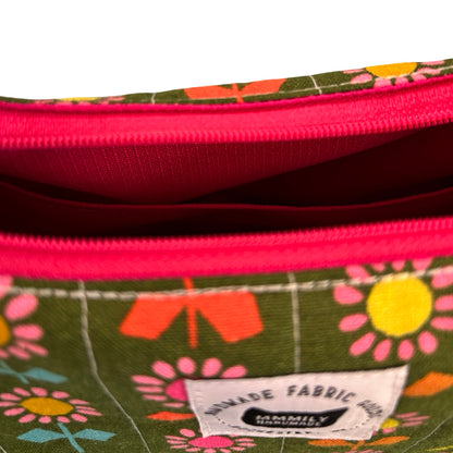 Green Floral Crescent Bag