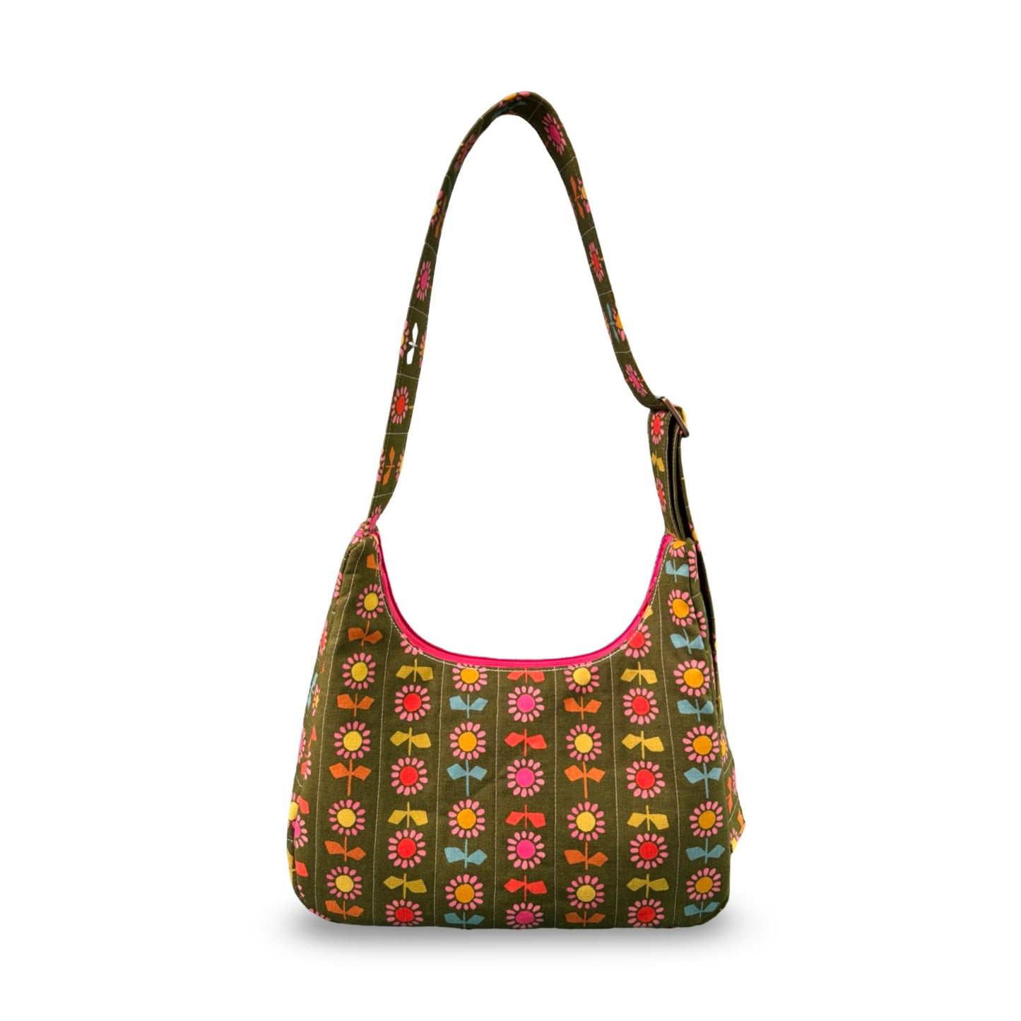 Green Floral Crescent Bag