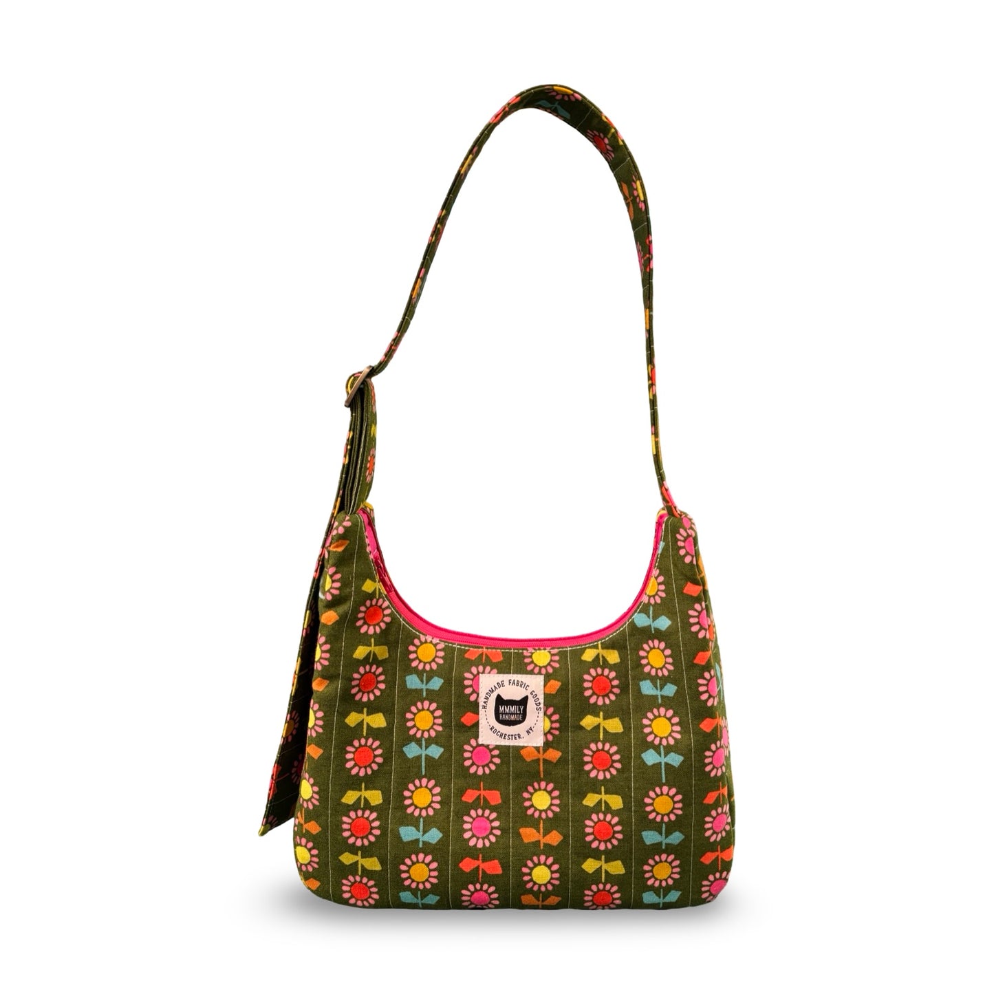 Green Floral Crescent Bag