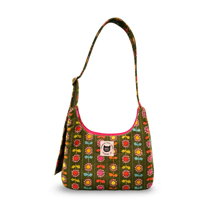 Green Floral Crescent Bag