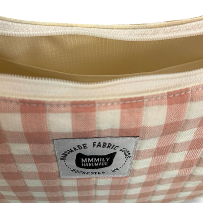 Color-block Gingham Crescent Bag