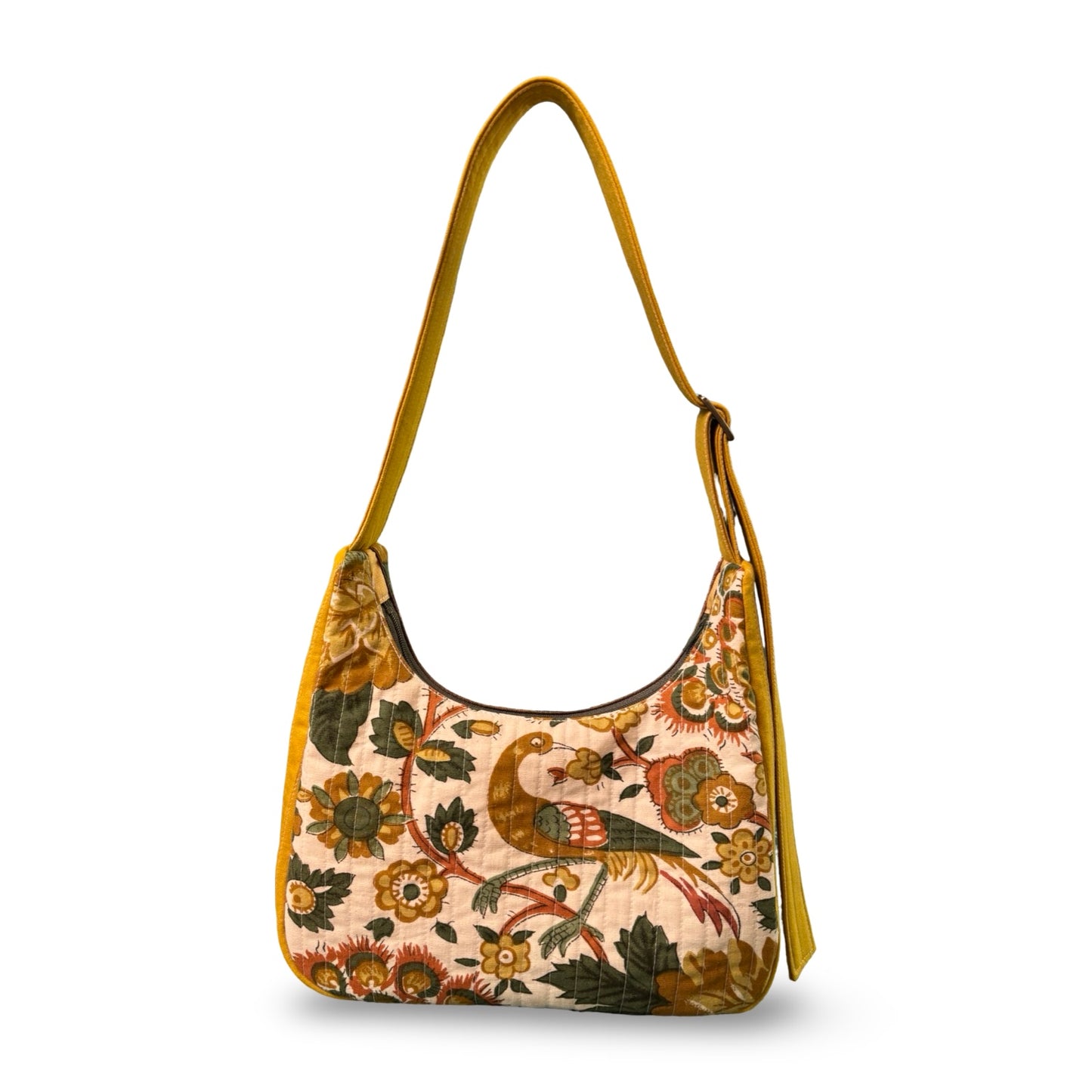 Vintage Floral Pheasant Crescent Bag