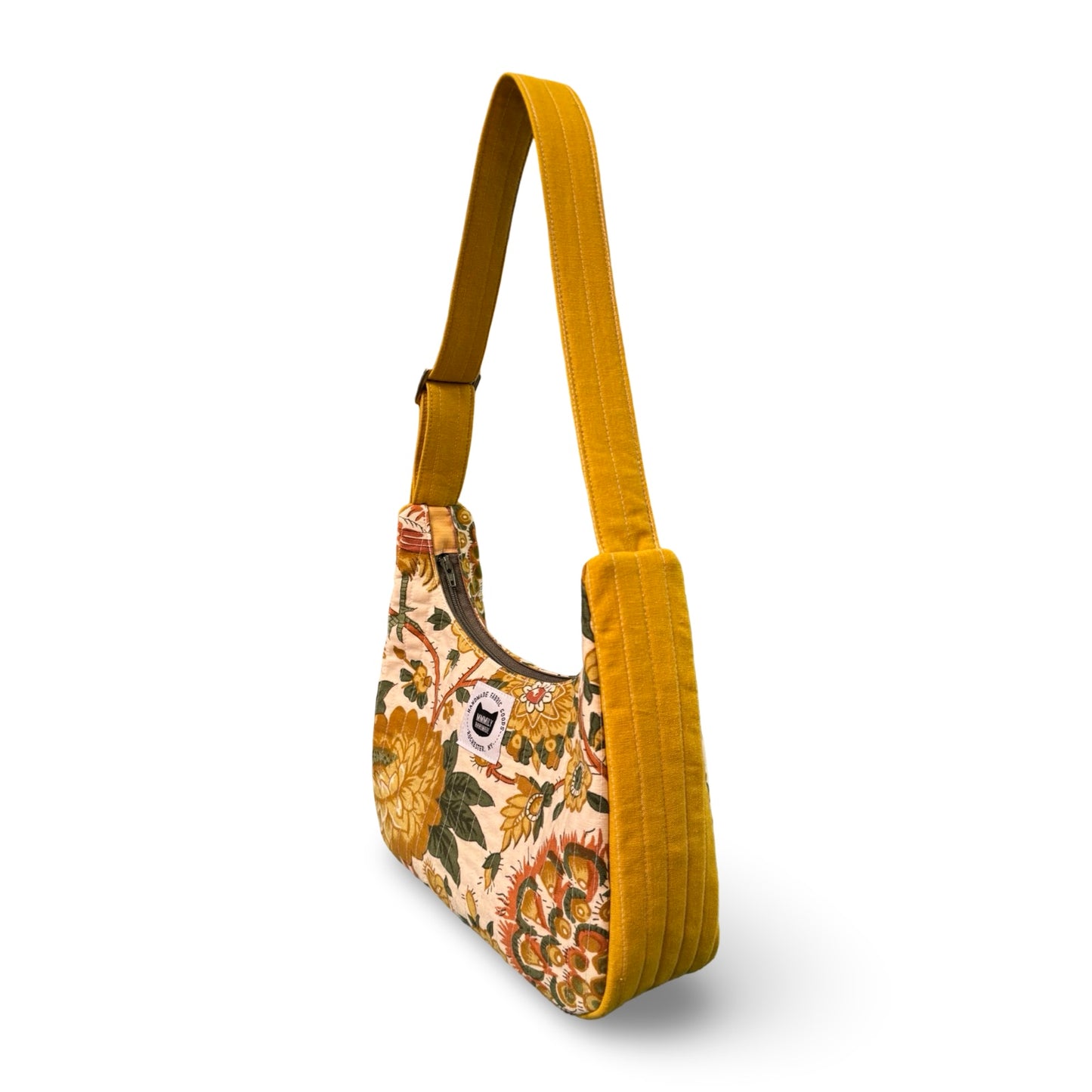 Vintage Floral Pheasant Crescent Bag
