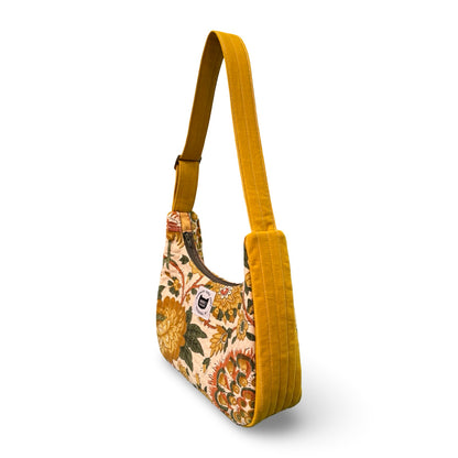Vintage Floral Pheasant Crescent Bag